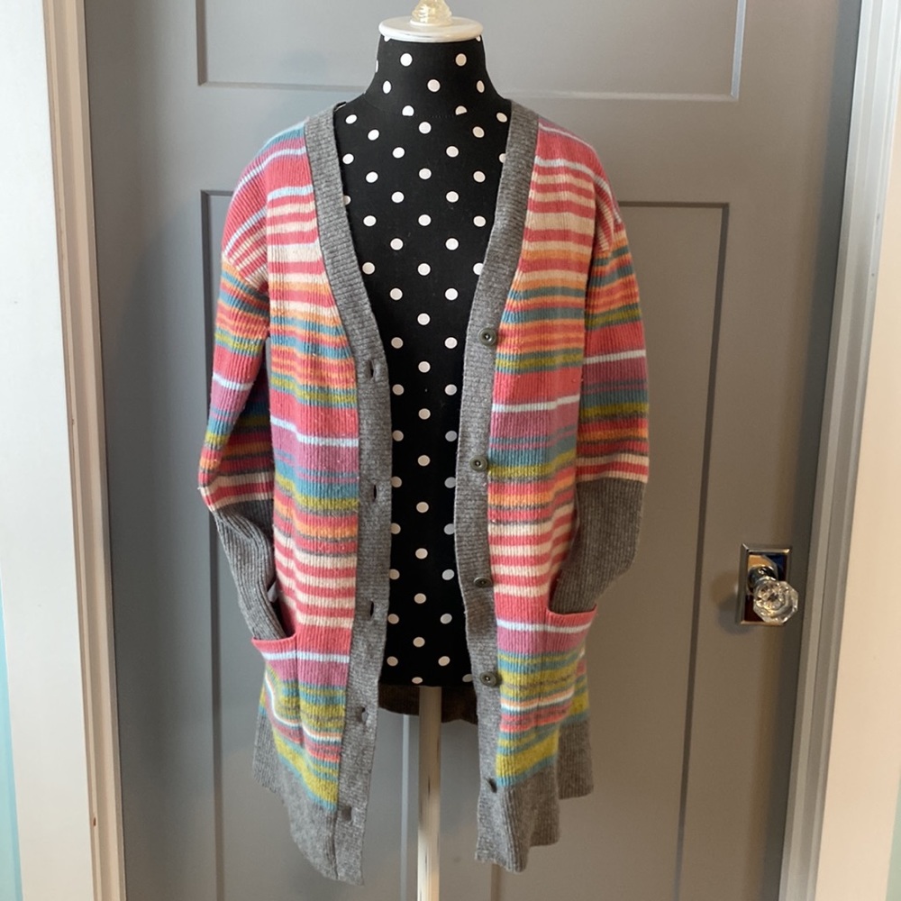 Sundance medium stripe cardigan 80% merino wool